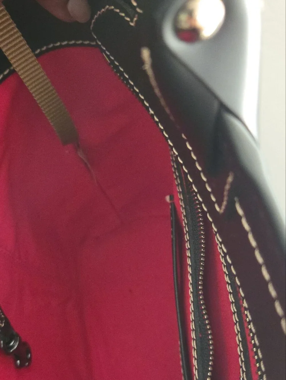 Dooney & Bourke Black Leather Tote with Contrast Stitching - Picture 9 of 9